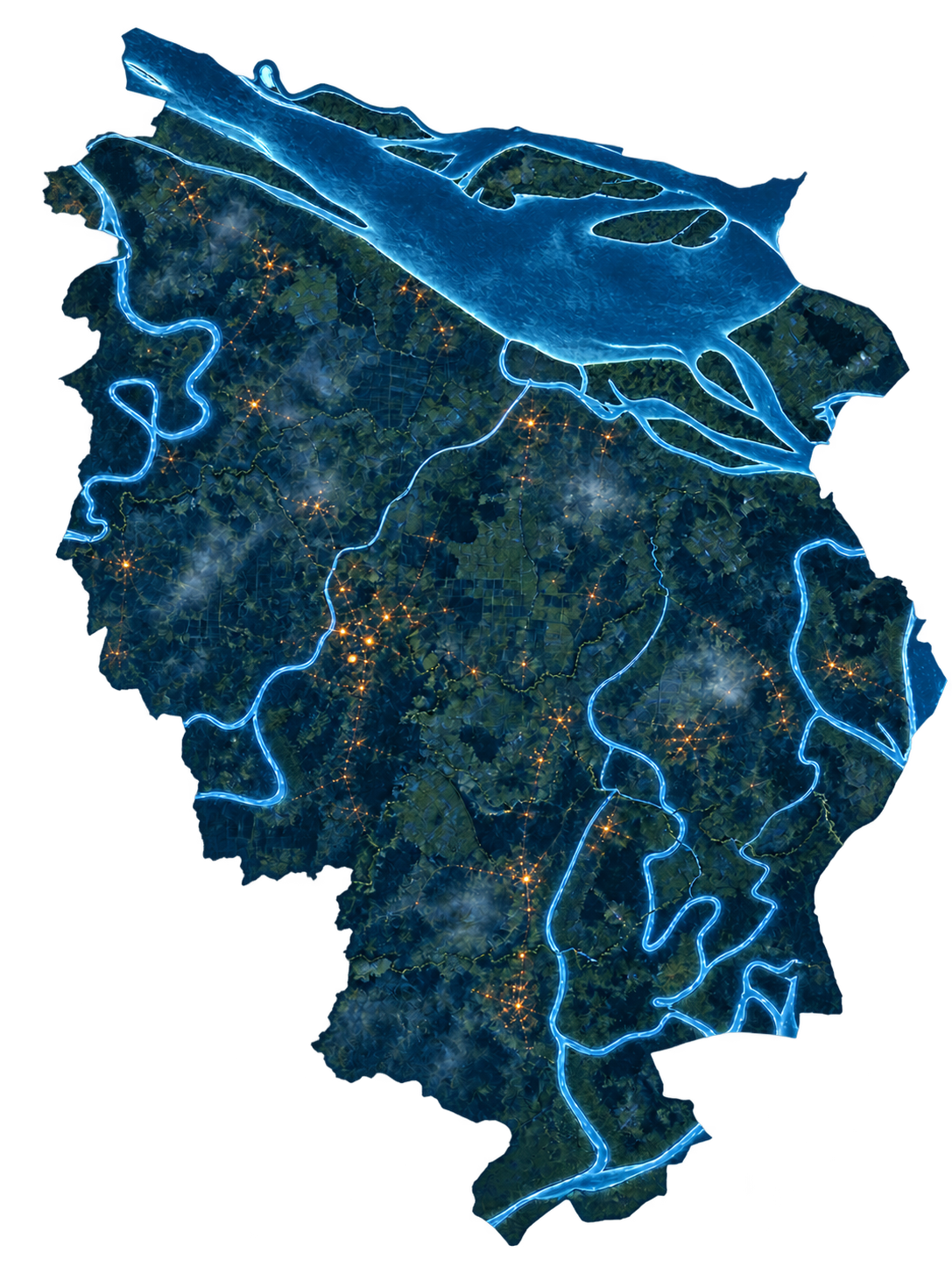 শরীয়তপুরের গাঢ় নীল শৈল্পিক 3D মানচিত্র